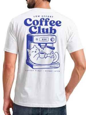 Produktbild von Herren T-Shirt Backprint - Design Cat Coffee - Baumwollshirt Männer Fashion Streetstyle Slim Fit Neverless®