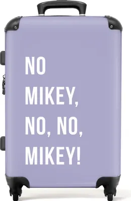 Produktbild von NoBoringSuitcases.com® Großer Koffer - Zitate - Nein Mikey, nein, nein, Mikey! - Lila - Kombinationsschloss TSA - Hartschalen Trolley 4 Rollen - 72 liter - Reisekoffer - 66 cmKoffer Mittelgroß 67x43x25 cm, 72L,