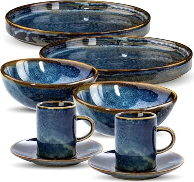 Produktbild von VERLO Dessert-Set DEEP BLUE – Elegantes Porzellanset für Desserts, stilvolles Geschirr in Dunkelblau