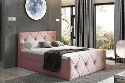 Produktbild von Kontinentales Bett 160x200 CARMEN LUX – rosa + Gratis-Topper