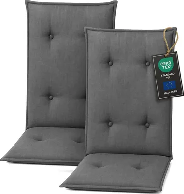 Obrázek produktu pro Pillows24 Polštář pro venkovní židle -120x50x8 cm / Tmavě šedá / Prošívané - Polštář, sedák na židli, sedák na zahradní nábytek, zahradní židle