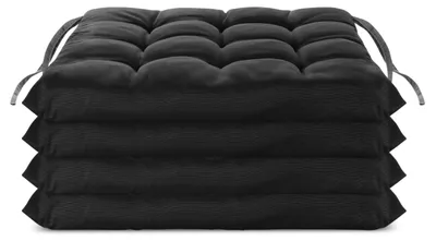 Productafbeelding van 4-delige set Stoelkussens 40x40 cm – Gewatteerde zitkussens met bevestigingsbanden