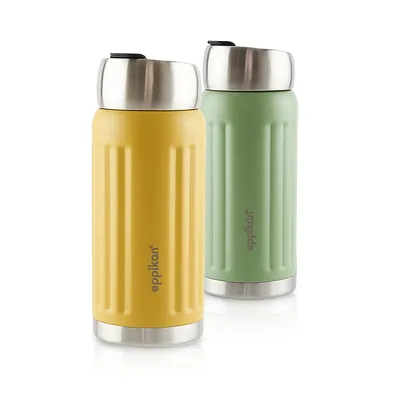 Produktbild von eppikan® EppiGrand Edelstahl Thermobecher, Coffee-To-Go Becher, Isolierbecher, Travel Mug, 500 ml, auslaufsicher mit Click & Go Deckel (Mustard Yellow)