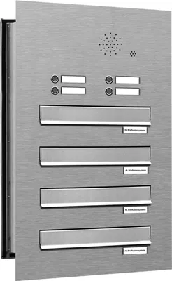 Produktbild von 4er V2A Edelstahl Briefkastenanlage Mauerdurchwurf Klingel