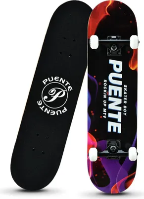 Produktbild von Vierrad-Skateboard Double Rocker Printed Skate Board für Anfänger Bunt