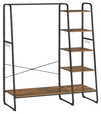 Kleiderständer mit Schuhregal, 6 Haken, 120x45x160 cm