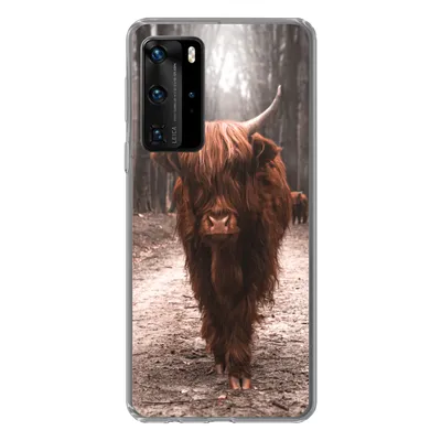 Produktbild von MuchoWow® Handyhülle Schutzhülle Hülle für Huawei P40 Pro Schottischer Hochländer - Wald - Kuh - Tiere - Natur Silikon Softcase Handy Hülle - Schutz