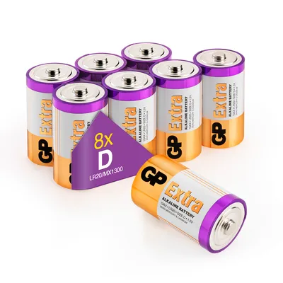 Produktbild von GP Extra Alkaline Batterien D (Mono / LR20) Spannung 1,5 Volt (8 Stück Monozellen 1,5V)