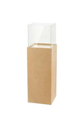 Obrázek produktu pro Sloupková lucerna Svícen Dekorativní lucerna Dekorativní sloupek do obývacího pokoje, na balkon, terasu Sloupek na svíčku Podlahová lucerna z MDF a skla MDF Hnědá 80 cm vysoká