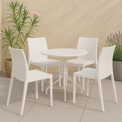 Produktbild von Dmora Gartensessel Palizzolo Weiß 4 stapelbare Stühle