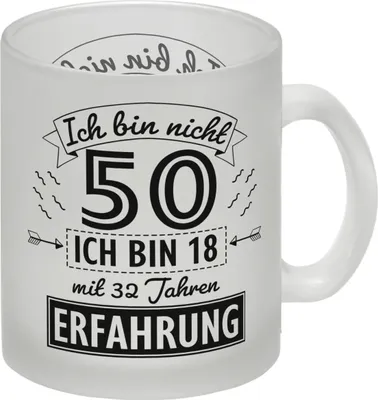 Produktbild von Witziger Glas Tasse für den 50. Geburtstag mit Motiv: Erfahrung