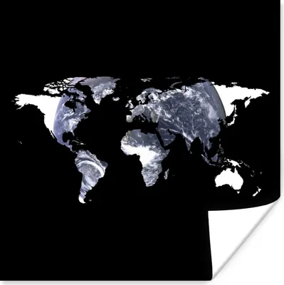 Produktbild von MuchoWow® Poster Weltkarte - Schwarz - Globus 50x50 cm - Wohnzimmerdekoration