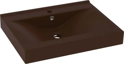 Obrázek produktu pro vidaXL umyvadlo s otvorem pro baterii matné tmavě hnědé 60x46cm Keramika