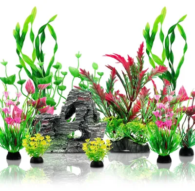 Image de Ensemble de 12 accessoires colorés pour aquarium