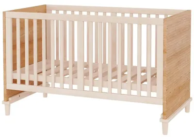 Productafbeelding van Babybed - Verstelbaar kinderbed - 5 hoogtestanden - Geschikt voor pasgeborenen van 0 tot 1 jaar - Hout - EN-gecertificeerd - 70 x 140 x 87 cm - Natuurlijke kleuren