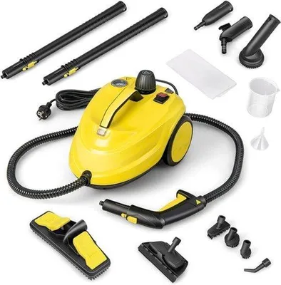 Obrázek produktu pro Čisticí přístroj na páru - žlutý - 2000 W - nádrž na vodu 1,8 litru - tlak 5 bar - sada 15 dílů