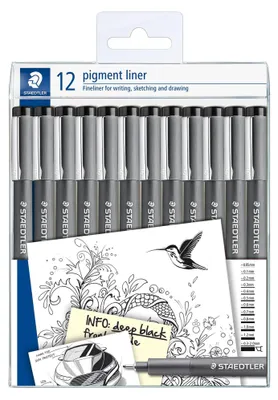 Produktbild von STAEDTLER Fineliner pigment liner 308 schwarz - 12 Linienbreiten