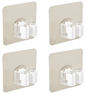 Produktbild von 4 Pack Besenhalterung Wand Selbstklebend, Ohne Bohren Mop Besen Halter Organizer, Robuste Gerätehalter Besenhalter für Haushalt Besen Bad Badezimmer Küche Garten