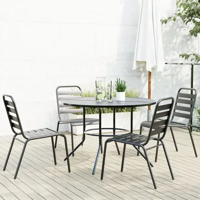 Immagine prodotto di Maison Exclusive - Set di sedie da giardino, 5 pezzi, impilabili, in acciaio verniciato a polvere