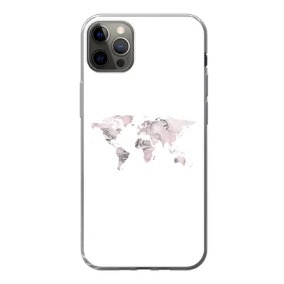 Produktbild von MuchoWow® Handyhülle Schutzhülle Hülle für iPhone 13 Pro Max Weltkarte - Marmor - Grau Silikon Softcase Handy Hülle - Mobiltelefon