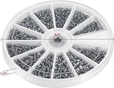 Immagine prodotto di Set di viti, 600 pezzi, 12 tipi, M1-M1,6, per la riparazione di orologi e occhiali