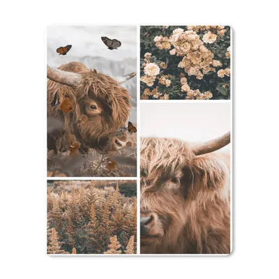 Produktbild von MuchoWow® Mauspad Mousepad Schottischer Hochländer - Schmetterling - Blumen 19x23 cm - Mousepads - Maus Mat - Pad - Mausunterlage - Mauspads - Spielen