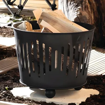 Produktbild von Feuerkorb "Black" aus Metall, matt-schwarz lackiert, rund Ø 39 x 32 cm, Feuerschale für Garten & Terrasse