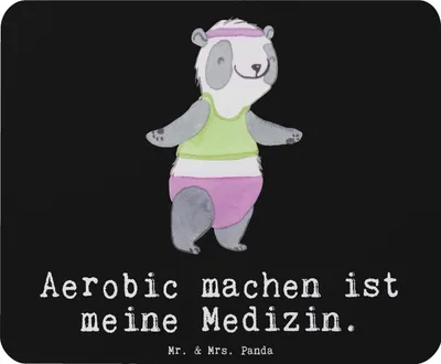 Produktbild von Mr. & Mrs. Panda Mouse Pad Panda Aerobic - Schwarz - Geschenk, Mauspad, pc mausunterlage, mousepad, Fitness, Fitnessstudio
