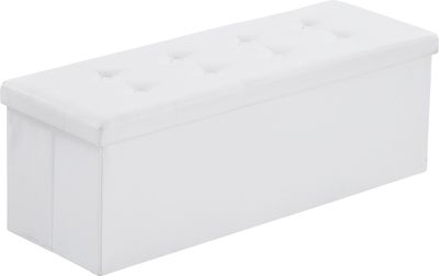 FCH Sitzhocker mit Stauraum, faltbarer sitzhocker, Polyurethanund Massivholz, 110 x 38 x 38 cm, Weiß