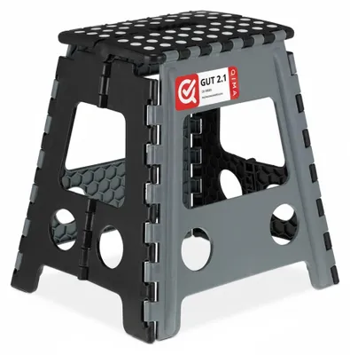 Produktbild von Relaxdays Klapphocker faltbar, 10er Set Camping Hocker, Badhocker, bis 150 kg, Kunststoff, HBT 39x39x32 cm, grau/schwarz