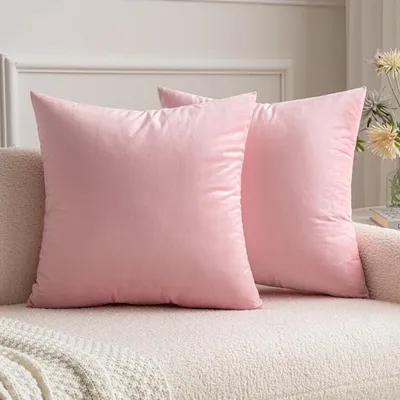 Immagine prodotto di Cuscini decorativi, fodere in velluto rosa, 45x45 cm, set da 2