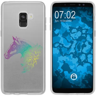 Produktbild von PhoneNatic Case kompatibel mit Samsung Galaxy A8 (2018) EU Version Silikon-Hülle Floral Pferd M5-4