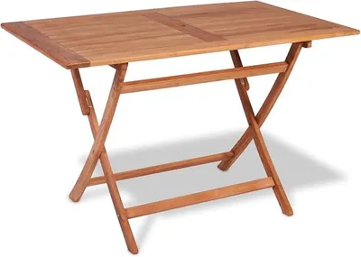 Imagen del producto de Mesa plegable para jardín de 120x70x75 cm. Mesa para balcón, resistente a la intemperie. Mesa plegable para exteriores, mesa de comedor, mesa plegable para balcón, mesa para exteriores, resistente a la intemperie, mesa plegable, madera de teca maciza