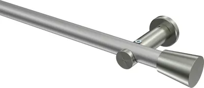 Produktbild von Interdeco Gardinenstange / Vorhangstange Silbergrau / Edelstahl-Optik, Typ Platon Sitra (Konus) ohne Ringe, 20 mm Ø 1-läufig, 320 cm
