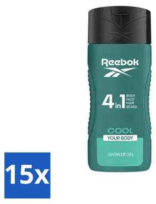Produktbild von 15 x Reebok Cool Your Body 4-in-1 Duschgel - 400 ml - Vorteilspackung - 15 Stücke
