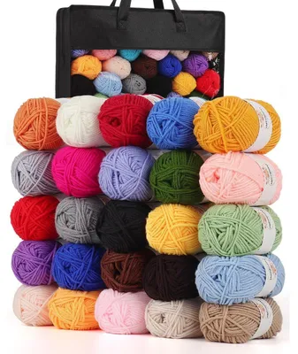 Produktbild von Acrylgarn zum Häkeln und Stricken, 25 Farben, 1700m, weiche Garnknäuel für Bastelarbeiten
