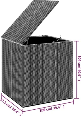 Produktbild von vidaXL Garten-Kissenbox PE Rattan 100x97,5x104 cm Grau