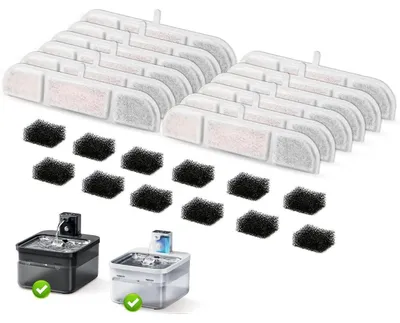 Productafbeelding van Katzenbrunnen filtersysteem: 12 filters + 12 filtersponsjes voor de DownyPaws drinkfontein