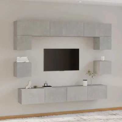 Produktbild von The Living Store 8-tlg. TV-Schrank-Set Betongrau Holzwerkstoff