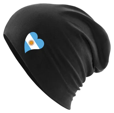 Produktbild von Huuraa Beanie Argentinien Flagge Herz Black One Size Baumwolle und Elasthan Mütze Geschenkidee