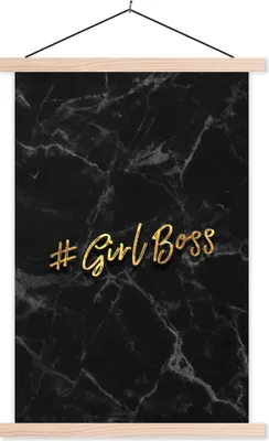 Produktbild von MuchoWow® Textilposter Zitate - Mädchen - Gold - Marmor 60x90 cm mit holzfarbenen Rahmen - Textil