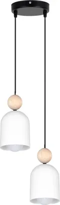 Produktbild von Hängelampe Metall 21 cm breit H: max. 95 cm Schwarz Weiß Natur E27 2-flammig Hängeleuchte