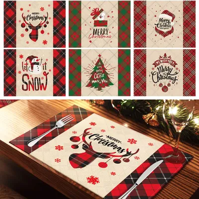 Platzdeckchen 6er-Set Weihnachten Linnen 42x32 cm Antirutsch