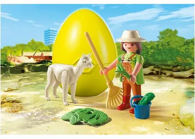 Image de PLAYMOBIL zoo 4944 oeuf soigneur avec bebe alpaga