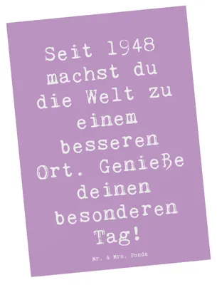 Produktbild von Mr. & Mrs. Panda Postkarte Spruch 1948 Geburtstag - Lavendeltraum - Geschenk, Alter, Geburtsjahr, Happy Birthday, Ansichtskarte, Ansichtskarten, Postkarten, Grußkarte