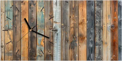 Produktbild von Wanduhr aus Glas mit Motiv Holzwandpaneele- 60 x 30 cm - inkl. Aufhängesystem