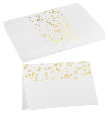 Tischkarten mit Goldblatt-Motiv, Weiß, 20 Stück