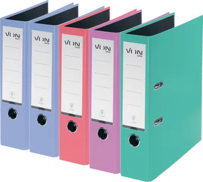 Image de Lot de 5 classeurs A4 de la marque VON Leitz, en carton avec couverture en plastique, dos de 80 mm