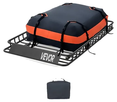 Immagine prodotto di Cestello portatutto da tetto VEVOR 1371 x 864 x 102 mm (acciaio legato Q195) con borsa impermeabile (Oxford) e cinghie a cricchetto; capacità di carico 90,72 kg; portapacchi da tetto per SUV, autocarri e autovetture