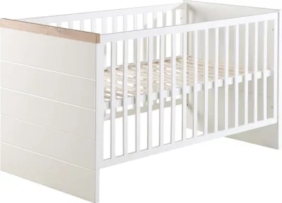 Produktbild von roba Kombi-Kinderbett 'Nele' 70 x1 40 cm, Babybett umbaubar zum Juniorbett, weiß, Dekorleisten in 'Artisan Eiche'